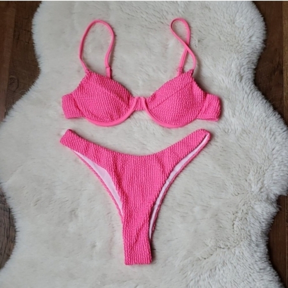 New Scrunchy Underwire Top Brazilian Bottom Bikini Set Swimsuit Size S - Picture 5 of 7